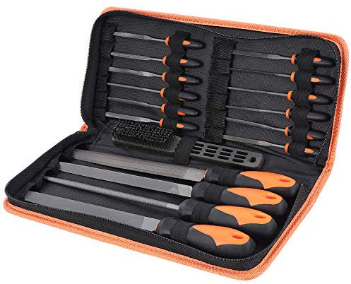 WiMas 17-in-one Werkstattfeile, Diamantfeile Metallfeile, 4PCS Flach, Halbrund, Rund, Dreikantfeile, 12PCS Nadelfeile und Reinigungsbürste für Metall DIY Handwerk