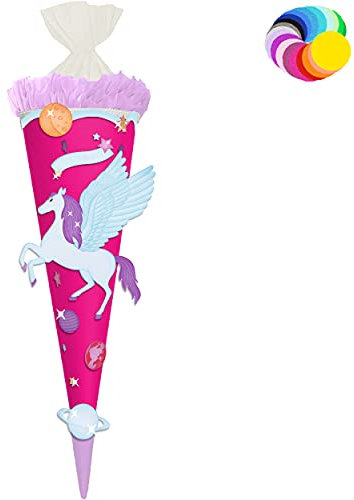 alles-meine.de GmbH Bastelset - Schultüte Farbe & Größe wählbar 70/85 / 100 cm - Einhorn - Pegasus - Farbe frei wählbar - Bastelschultüte - Zuckertüte zum selber Basteln Be..