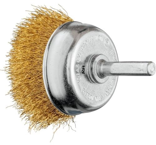 PFERD Topfbürste ungezopft TBU MES | Ø 50 mm Schaft-Ø 6 mm Messingdraht-Ø 0,20 mm | 43740164 – für Bohrmaschinen