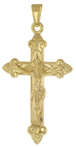 trendor Kreuz mit Korpus Gold 333 (8 Kt) Anhänger Kruzifix 51951 | zeitloser Halsschmuck für Herren, elegante Geschenkidee aus Echtgold,