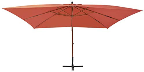 Gecheer Ombrellone,Parasole,a Sbalzo,con Palo,in Legno Abete,Antracite 400x300 cm,4x3 m,Ombrellone da Sole,Decentrato,Ombrellone da Giardino,Ombrellone da Esterno,Patio,Terrazzo,Piscina,Spiaggia,Mare