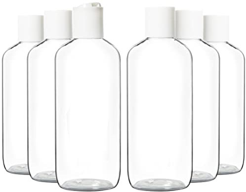 Youngever Lot de 6 récipients vides à presser de 500 ml avec bouchon à disque blanc, bouteilles en plastique avec bouchon à rabat en forme de disque, bouteilles cosmétiques rechargeables, récipients à