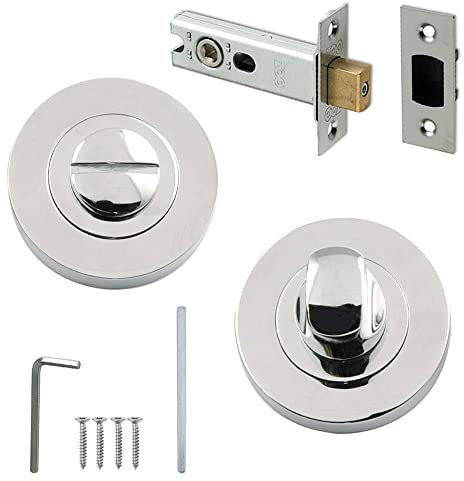 Ironmongery Hardware Online Bathroom Toilet Door Mortice Tubular Deadbolt 64mm with Turn and Release Polished Chrome