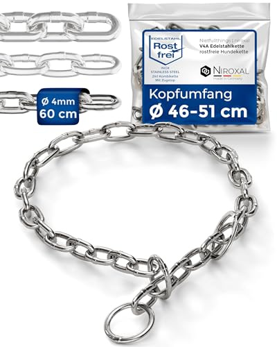 Hundekette Edelstahl Trainingskette/Kettenwürger kurzgliedrig mit Zugstopp – 4 mm x 60 cm