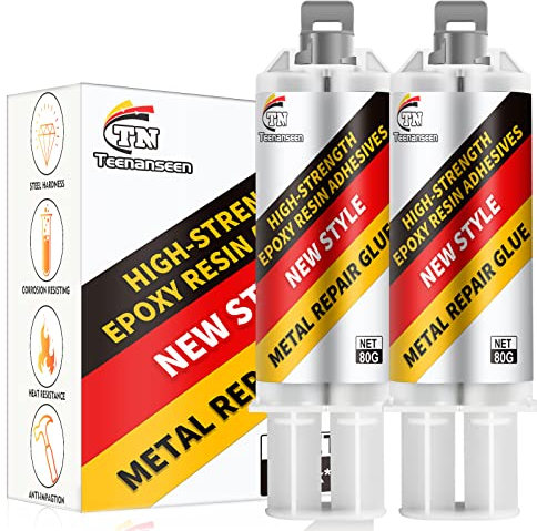 Metall-Epoxidkleber, 2 Stück, professioneller Metallreparaturkleber, robust, hitzebeständiger Hochtemperaturkleber zum Kleben von Metall