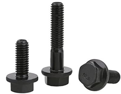 Hochfeste Sechskantschrauben mit Flansch aus Stahl der Güteklasse 10.9 Rahmen Sechskantschrauben Schwarz M5 M6 M8 M10 M12 M14 M16-M5 (10 Stück), 12 mm, zahnlos