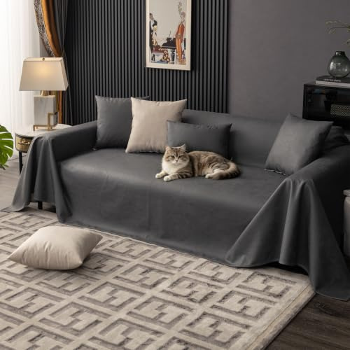 VanderHOME Sofa Schutzdecke, Sofabezug Wasserdicht, wasserdichte Möbel Abdeckung Schutz Vor Verschütten, Katzenhaaren Und Hundekrallen, Antirutsch Sofa Protector Sofaüberwurf 210 * 90cm-Grau