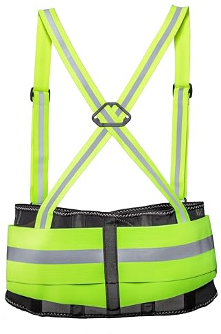 Kneetek Warnschutz-Rückenstützgurt BR 110 Größe XL, 98–126 cm, HiVis | Fluoreszierende Flächen, retroreflektierende Streifen und abnehmbare Träger für Dämmerung und Nacht – weiter Schnitt