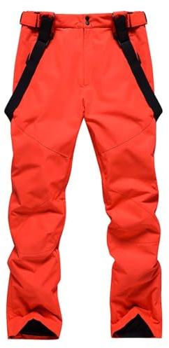 ALSOGO Herren Ski Bib Hose wasserdichte Winddichte Schneehose Outdoor Hose Snowboard Lätzchen mit Abnehmbarem Riemen Orange M