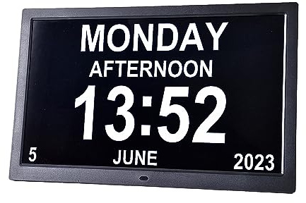 ACCUR8 Extra-large Dementia Clock with Medication Reminders, Day, Date, Alarms, Selectable Analogue/Digital Displays (15 inch), Mains-powered