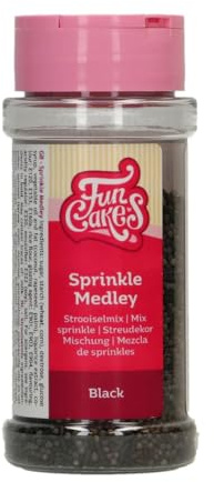 FunCakes Sprinkle Medley Zuckerstreusel, Black, 65 g | Guter Geschmack, Perfekt zum Dekorieren von Eis, Kuchen, Cupcakes, Cake Pops, Donuts und Kekse, Sprinkle Streusel Mix