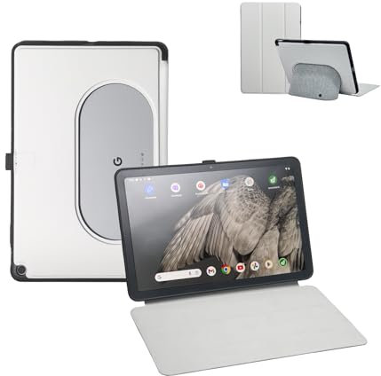 Penoval Google Pixel Tablet-Hülle 11 Zoll (2023), Silikonhülle, Verstellbarer Betrachtungswinkel, einfaches Handgepäck, Schutzhülle kompatibel mit Lade-Lautsprecher-Dock (grau)