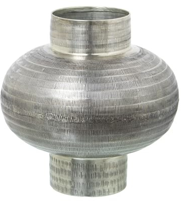 DRW Tischvase aus Aluminium in Antik, 26 x 26 x 26 cm, Metall, Silber, alt, 26x26x26cm