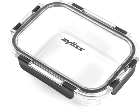 Zyliss 640ml Glass Container, Shatterproof Glass, Airtight Food Storage Box with Sealable Lid, Microwave Safe, BPA Free, Freezer Safe, Fridge Storage, Food Container, 18cm x 14cm x 6cm