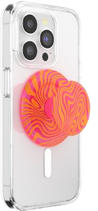 PopSockets Phone Grip for MagSafe, Magnetic Holder, Phone Stand, Hot Pink - Swirl Aviation Orange