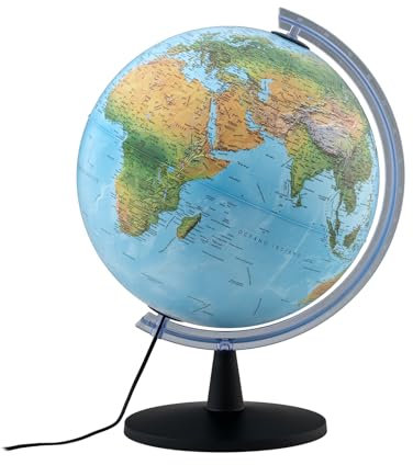 Tecnodidattica - GIGAGLOBO 40 Globus | Leuchtender und drehbarer Globus | Physische und politische Kartographie | Texte auf Italienisch | Große Größe | Durchmesser 40 cm