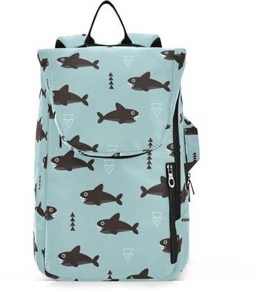 Amooorous Tennis-Rucksack für Erwachsene, große Aufbewahrung, Cartoon, Schwarz, Fische, Meer, Tennistasche, für 2 Schläger für Damen und Herren