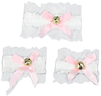 ZOOMIMI Spitzen-Choker, Spitzen-Schleife, Choker-Halsketten mit Glöckchen, Stretch-Kragen, Halsband, Cosplays, Dienstmädchen-Kragen-Sets