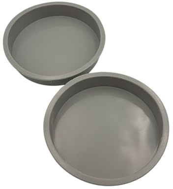 2pcs Round Silicone Cake Baking Moulds, 7 Inch Cake Baking Tins, Non Stick, Food Safe, Natural Colours, Suitable for Oven, Mircowave, Air Fryer, Dishwasher Safe, Multiple Colours (Grey)