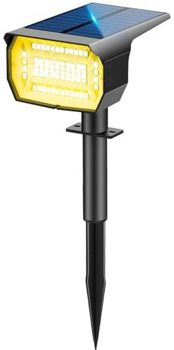 LOTMOS Spot Solaire Exterieur 72LED, 3 Modes IP67 Étanche Lampes Solaires Exterieures Jardin, 3000K Fonction 2 en 1 Spot Exterieur Pour Cour, Clôture, Chemin, Allée, Porche, Jardin, etc.