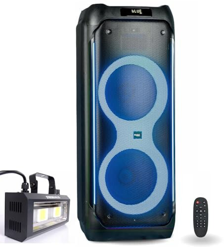Pack Enceinte USB Bluetooth Active Autonome Ibiza COLUMBA1200 1200W - Effet Stroboscope Ibiza STROBE40LED Disco Sono Anniversaire