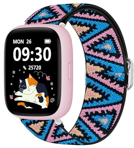 Blueshaweu for BW01,BW02 22mm Quick Release Stretch Elastics Nylon Adjustable Replacement Strap Accessories Compatible for BIGGERFIVE BARVE Kids Fitness Tracker Watch,Biggerfive Brave 2