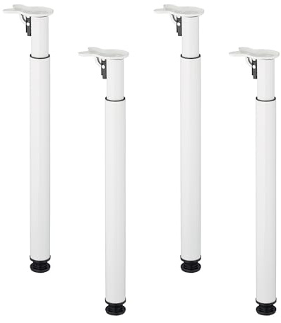 Relaxdays Tischbeine, 4er Set, HxD: 71–110 x 6 cm, klappbar, höhenverstellbar, Tischfüße Esstisch, Schreibtisch, weiß