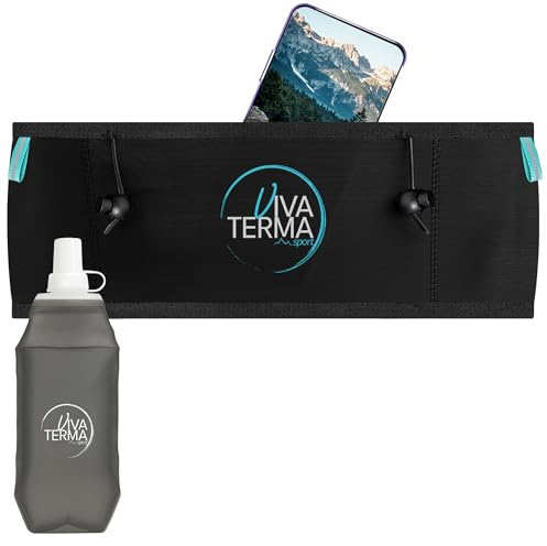 Viva Terma Cintura da corsa + Soft Flask 500 ml, Marsupio da corsa, donna, cintura da corsa, uomo, per corsa, trail running e trekking, Nero , L/XL, Cintura da corsa con tasche per riporre oggetti