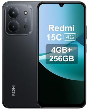 Xiaomi Redmi 15C - Smartphone da 4 + 256GB, Nero Medianoch, Schermo da 6.9 120Hz, MediaTek Helio G81-Ultr, Fotocamera da 50MP, 6000mAh, Non include caricabatterie