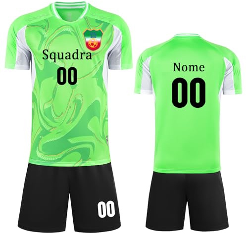 OPUTWDF Maglia Personalizzabile Calcio per Bambini e Adulti Maglietta e Pantaloncini da Calcio Jersey Completo da Calcio