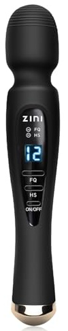 Seritivo Kabelloses Massagegerät mit LCD-Display, persönliches Massagegerät zur Schmerzlinderung, leistungsstarker Massagestab mit 12 Vibrationen, Schwarz