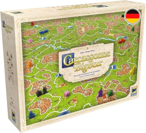 Hans im Glück, Carcassonne BigBox (V3.1), Familienspiel, Deutsch | Legespiel-Sammlung mit Grundspiel und 11 Erweiterungen für 2-6 Spieler, 35 Minuten, Brettspiel ab 7 Jahren