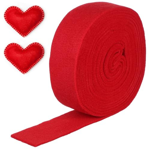 Veemoon 500cm Filzband Bastelfilz Dekoband Rolle Filzstoff Lichtbeständig für Bastelarbeiten Nähen Patchwork Selbstgemacht Weihnachten Hochzeit (Rot)