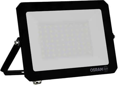 OSRAM Foco LED LUX moderno de 50 W, 4500 lm, 4000 K, IP65, aluminio negro, foco para exterior, cristal esmerilado.