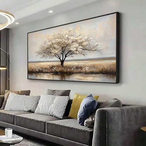 TONGYINLI Ölgemälde „Baum des Lebens“ auf Leinwand, abstrakte Kunstbilder, moderne Feuchtgebiet-Poster für Wohnzimmer, Wanddekoration für Zuhause (70 x 140 cm/Innenrahmen)