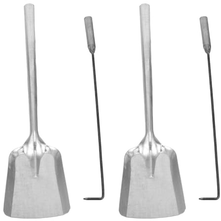 DIYEAH 4 pezzi di pale per, paletta per cenere, attizzatoio per fuoco, attizzatoio per braciere resistente per falò, stufa a legna, legna da ardere, carboni - Uso interno/esterno, argento