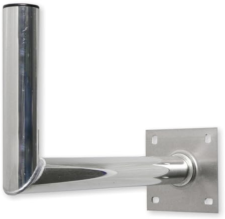 Koscom Supporto da parete in alluminio, distanza 45 cm, supporto da parete per parabole satellitari fino a 90 cm di diametro e stazioni meteo, tubo in alluminio, diametro 50 mm, supporto da parete