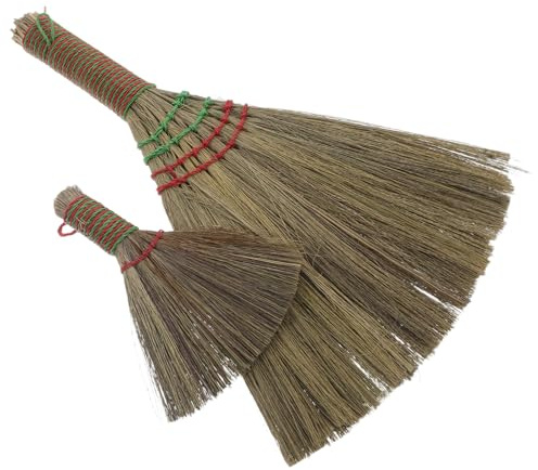UTHCLO Scopa a Mano e Scopa Portatile in Paglia Vietnamita Set 2 Pezzi Setole Morbide per Pulizia Delicata Tradizionale Multiuso per Interni ed Esterni per Casa Auto e Cortili