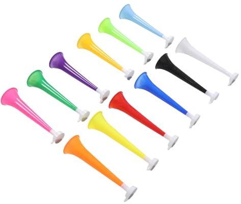 MAGICLULU Lot de 12 Klaxons Bruyants pour Supporters de Football 28 Cm en Plastique Léger, Couleurs Assorties, Accessoires pour Événements Sportifs et Fêtes, Générateurs de Bruit