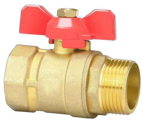 Kugelhahn 1 Zoll, Messing Absperrhahn mit Flügelgriff DN25, Absperrventil IG AG, 1 Zoll Kugelhahn Wasser, für Wasserleitungen Heizung Gartenbewässerung Industrie Sanitär