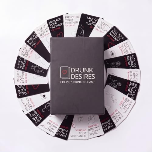 CleaZeny Drunk Desires Game: 50 Flirty & Dirty Cards for Couples | Adult Card Game for Date Night, Valentines, Anniversaries & Romantic Occasions, Exploring Your Boundaries & Breaking the Ice