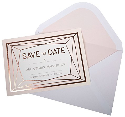 Neviti Geo Blush Save The Date-Karten, Rosa/Roségold