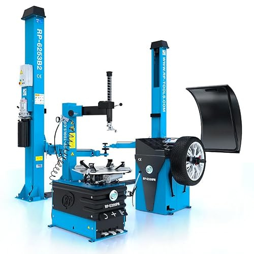 Hebebühne Reifen Montiermaschine und Wuchtmaschine RP-R-6253B2V-282-400V RP-R-U200PN-400V1S und RP-R-U100PN im Set