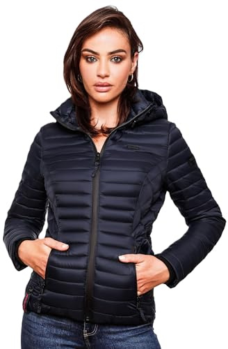 MARIKOO Damen Jacke Steppjacke Übergangsjacke mit Kapuze gesteppt B600