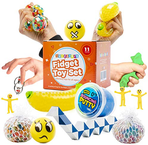 THE TWIDDLERS – 11-pack fidget sensorisk set, turdipp-klämleksaker för ångest, ADHD, autism och stresslindring, perfekt för barn och vuxna