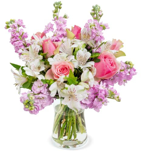 Blumenstrauß Blütenmeer, Violette Levkojen, Pinke Rosen und Weiße Inkalilien, 7-Tage-Frischegarantie, Qualität vom Floristen, perfekte Geschenkidee, Schneller Blumenversand