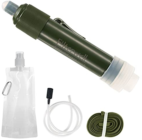 Lixada Système de filtration d'eau pour extérieur Filtre à eau Purificateur de piscine avec sac pour bébé pour préparation pour les urgences Camping Voyage Sac à dos