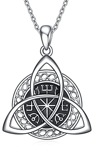 YAFEINI Wikinger Schmuck Kette für Damen Silber 925 Keltischer Knoten Kette Wikinger Halskette Runen Schmuck für Herren