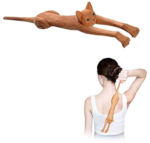 NAUXIU Cat-Shaped Back Scratcher,Back Scratcher Wood,rückenkratzer Holz,Körper Massagegerät,Geschenk für Sie und Ihn - perfekte Massage am Rücken, Nacken, Beine oder Fuß
