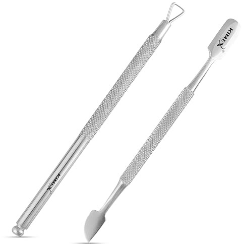 Kimex Nail Gel Polish Remover Tool - Cuticle Pusher + Cuticle Peeler, Double-ended Nail Pusher Spoon Tool and Triangle Cuticle Peeler Scraper for Nail Cuticle Clean or Remove Gel Polish Silver